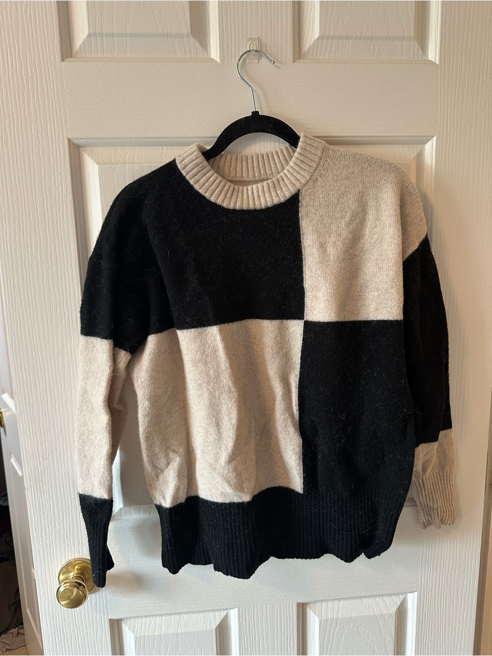 Frank and oak Colorblock Black and Cream Women's Sweater